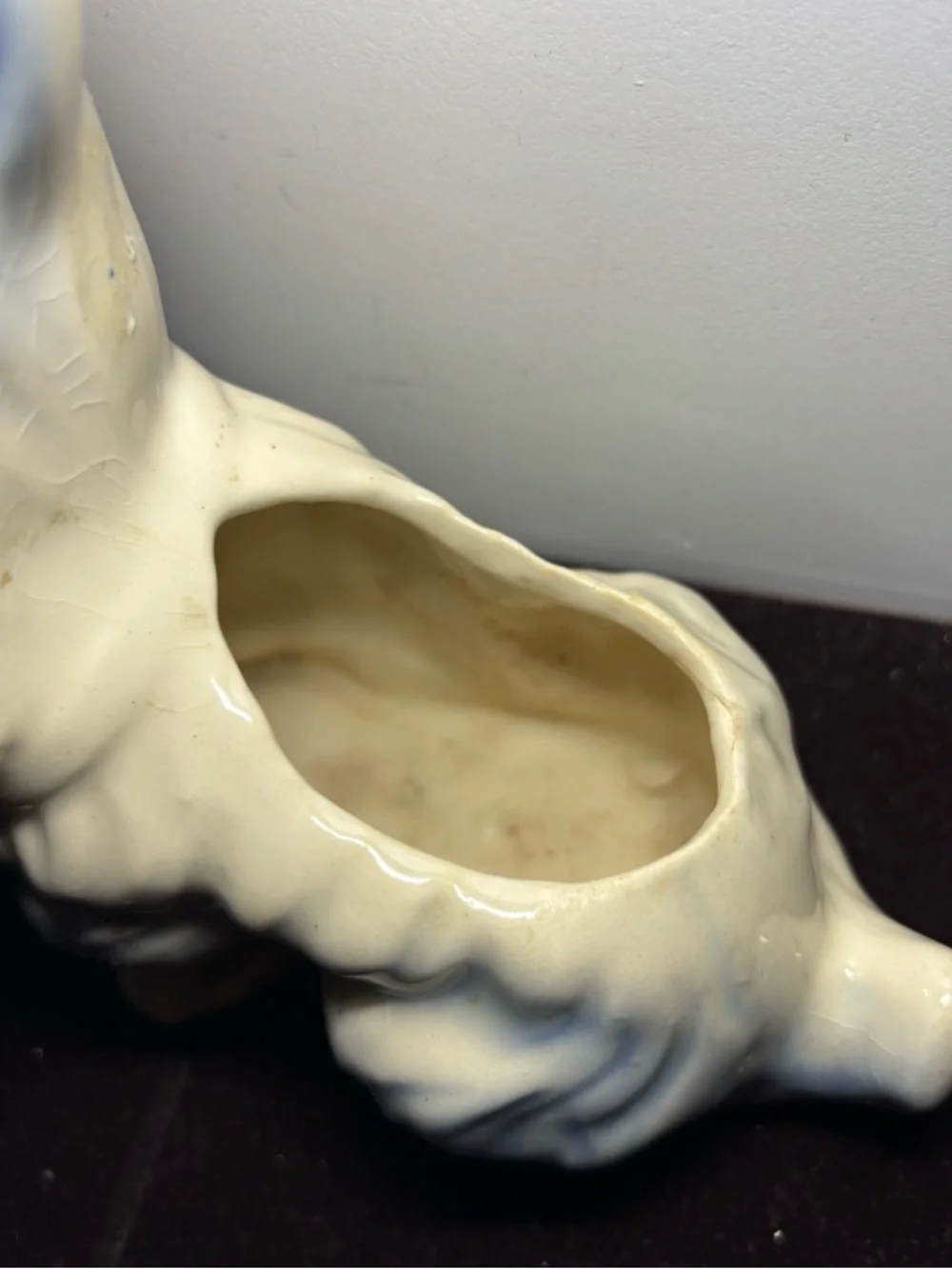 Ceramic Dog Planter - White and Light Blue Decorative Pet Figurine
